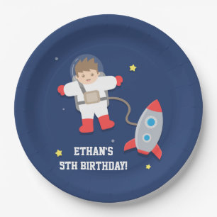 Rocket Ship Outer Space Astronaut Birthday Party Paper Plate