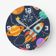 Rocket Ship Outer Space Planets Astronaut Nursery