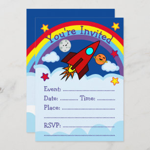 Rocket Ship Party Invitation