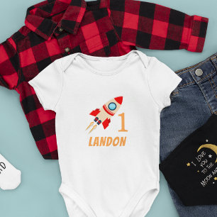 Rocket Ship Personalised First Birthday Baby Bodysuit