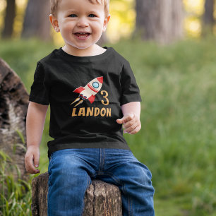 Rocket Ship Personalized Custom Age Birthday Toddler T-Shirt