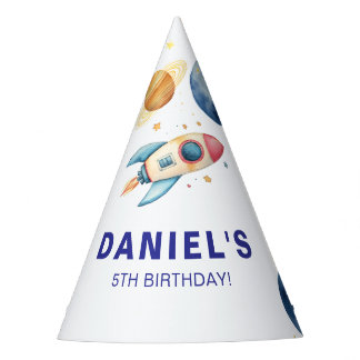 Rocket Ship Planet Space-Themed Custom Birthday Party Hat