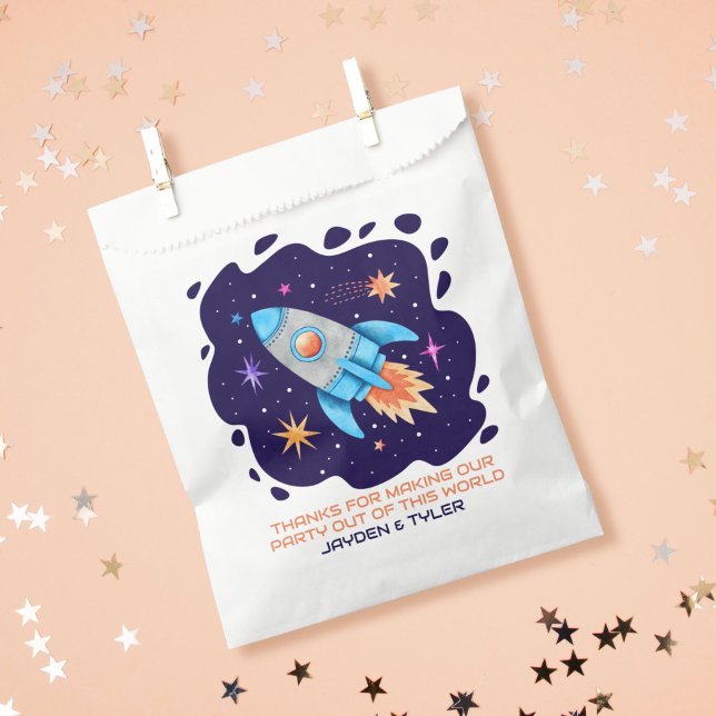 Rocket Ship with Stars Outer Space Galaxy Favour Bags (Rocket Ship with Stars Outer Space Galaxy Favor Bag)
