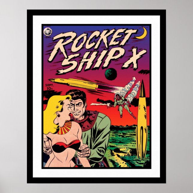 Rocket Ship X Vintage Sci Fi Comic Book Cover Poster (Front)