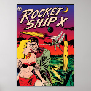 Rocket Ship X Vintage Sci Fi Comic Book Cover Poster