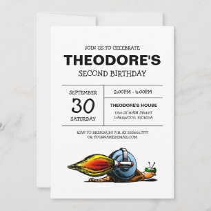 Rocket Snail Birthday Invitation