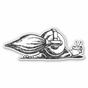Rocket Snail Black and White Vinyl Sticker