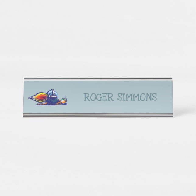 Rocket Snail Desk Name Plate (Front)
