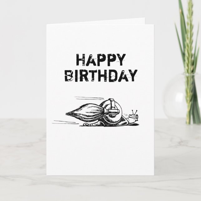 Rocket Snail Folded Greeting Birthday Card (Front)