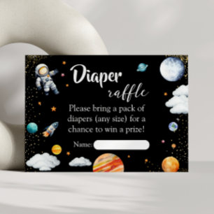 Rocket Space Diaper Raffle Card Black Baby Boy