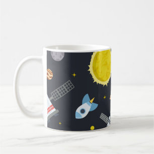 Rocket space globe solar system and planet cosmos  coffee mug