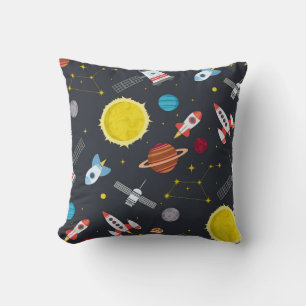Rocket space globe solar system and planet cosmos cushion