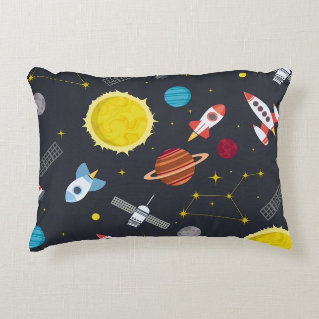 Rocket space globe solar system and planet cosmos  decorative cushion (Front)