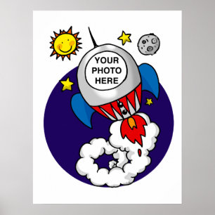 rocket space kid - add your own photo poster