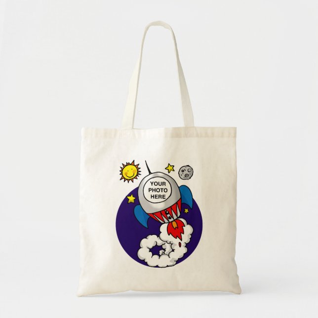 rocket space kid - add your own photo tote bag (Front)