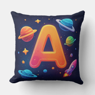 🌌 Rocket Space Letter A Stars Planets Kids 🌌 Cushion