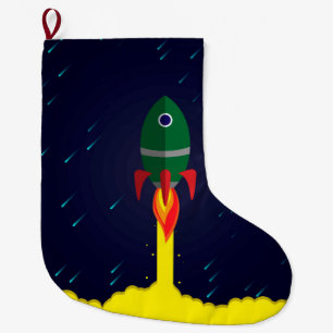 Rocket spaceship astrology astronaut large christmas stocking