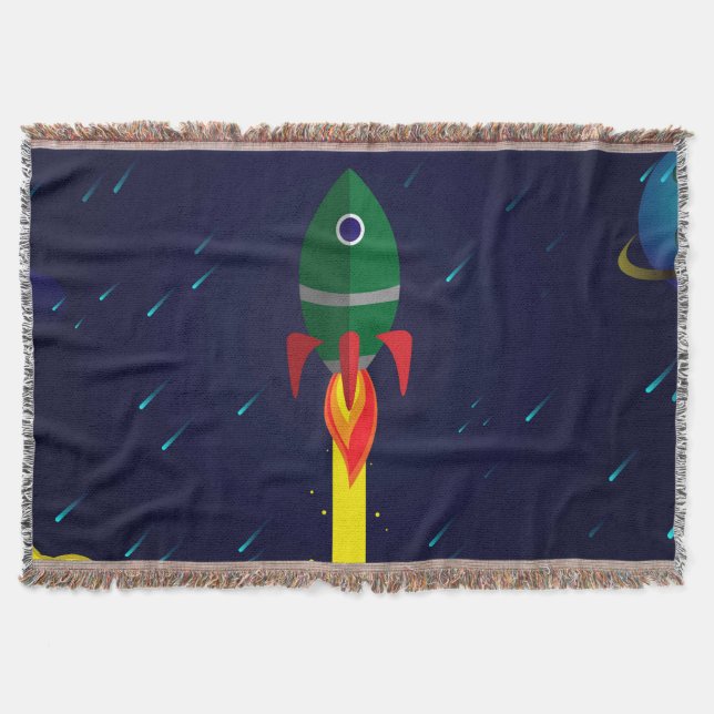 Rocket spaceship astrology astronaut throw blanket (Front)