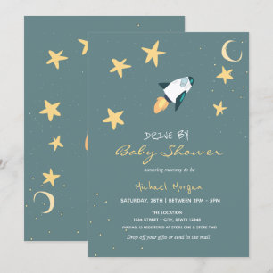 Rocket Stars Drive By Baby Shower  Invitation