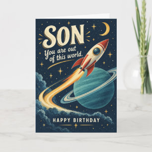 Rocket Stars Son Out of This World Birthday Card