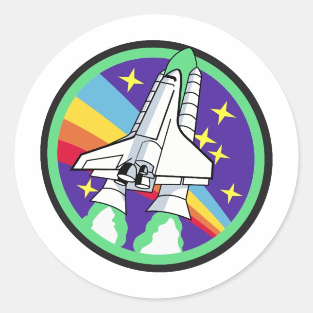 Rocket to the moon classic round sticker (Front)
