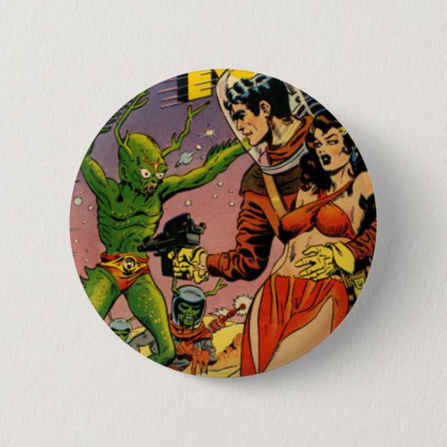 Rocket to the Moon Comic 6 Cm Round Badge (Front)