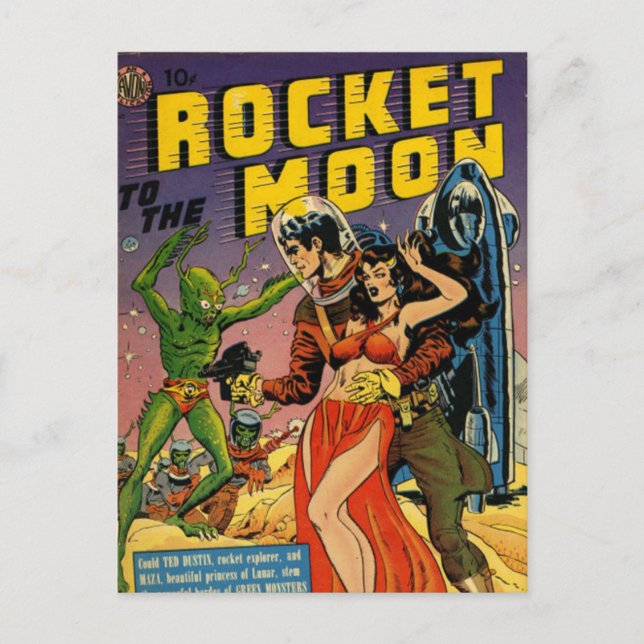 Rocket to the Moon Comic Postcard (Front)