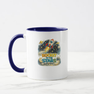 Rocket to the Stars Cute Space Coffee Mug