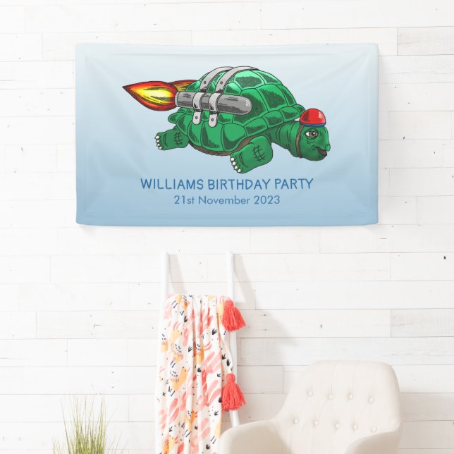 Rocket Turtle Birthday Banner (Insitu)
