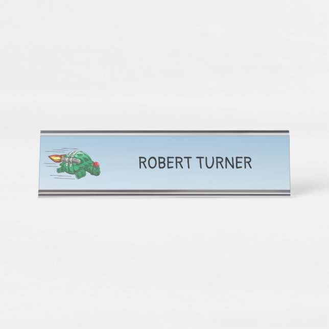 Rocket Turtle Desk Name Plate (Front)