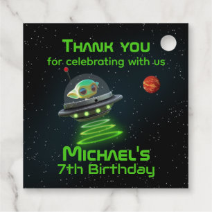 Rocket with Photo Birthday Astronaut Alien UFO Favour Tags