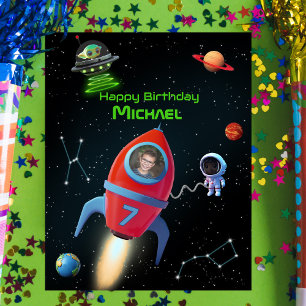 Rocket with Photo   UFO Alien Birthday Astronaut  Poster