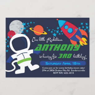 Rocketman 5x7 Birthday Invite