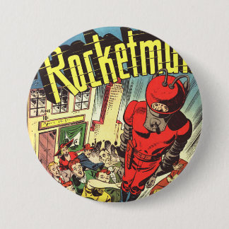 Rocketman vintage comics 7.5 cm round badge