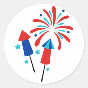 Rockets and Fireworks Classic Round Sticker