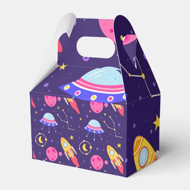 Rockets Fly To The Moon Children Pattern Favour Box (Front Side)
