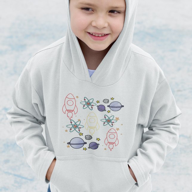 Rockets Planets Space (Space Themed Kids Pullover Hoodie)
