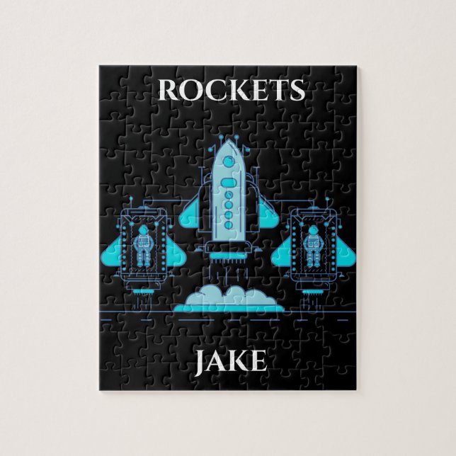 Rockets puzzle with personalised name. (Vertical)