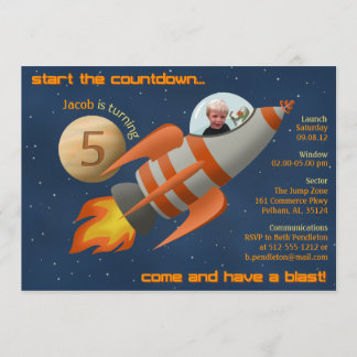 Rocketship Birthday Invitation