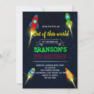 Rocketship birthday Party invitation