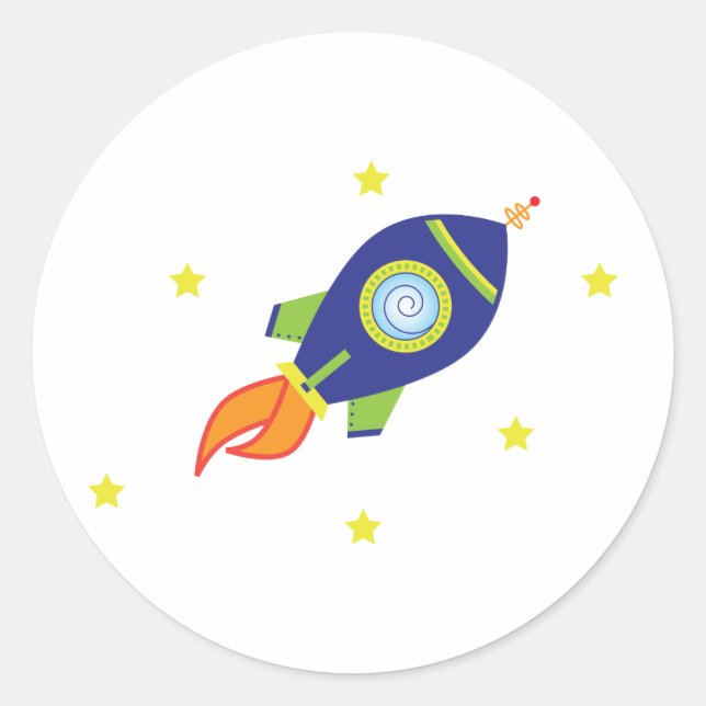 Rocketship Classic Round Sticker (Front)