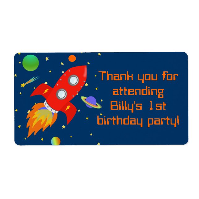 Rocketship Gift Favour Label (Front)