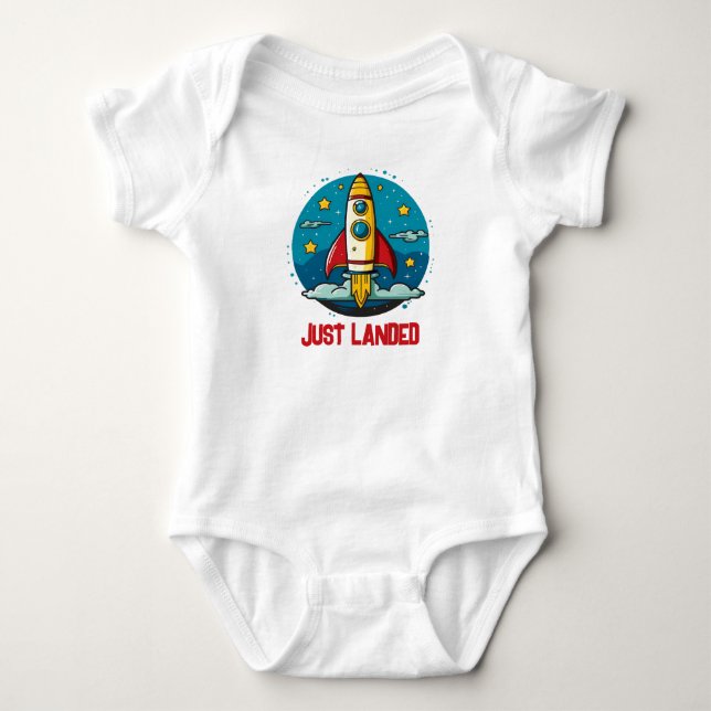 Rocketship Just landed Baby Bodysuit (Front)