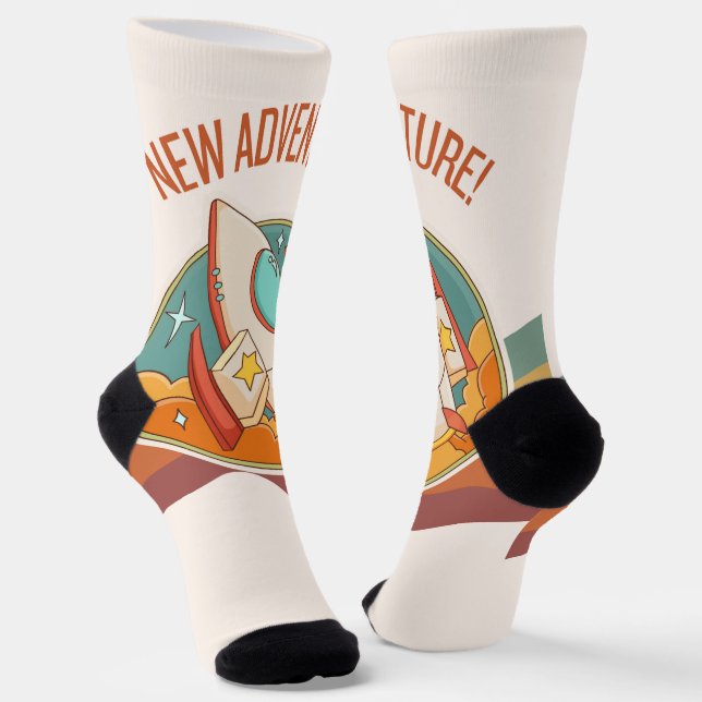 rocketship socks (Angled)