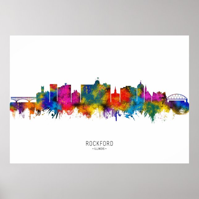 Rockford Illinois Skyline Poster (Front)
