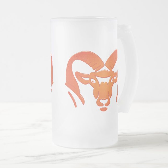 Rockford Rams #4 Frosted Glass Beer Mug (Front Right)