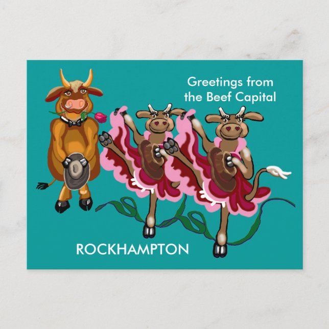 Rockhampton cows and bulls beef capital postcard (Front)