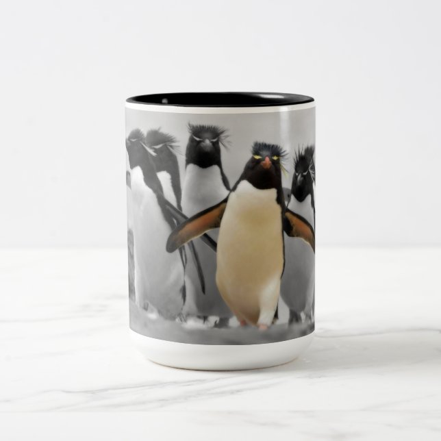Rockhopper Penguins Two-Tone Coffee Mug (Center)