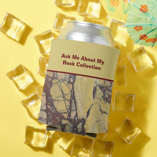 Rockhound Humour Yellow Red Stone Geology Mineral Can Cooler (In Situ Summer)