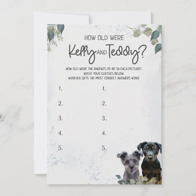 Rockie and Lyla's Mummy Daddy game Card (Front)